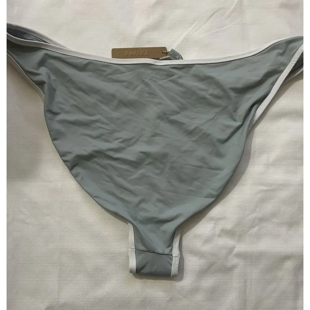 Skims NWT Sporty Zippper Swim Dipped Tanga Bottom Pacific Size 4X